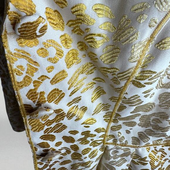 Vintage Blazer Oscar De La Renta Jacket Gold Cream Animal Brocade Women's 12 - Picture 6 of 8